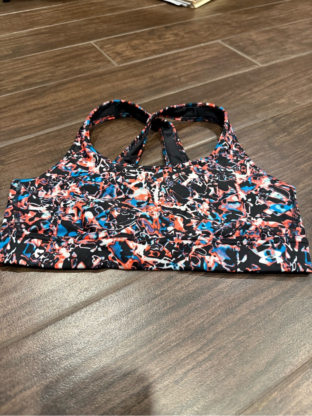 Under Armour Multicolor Strappy Sports Bra - Black/Blue/Coral